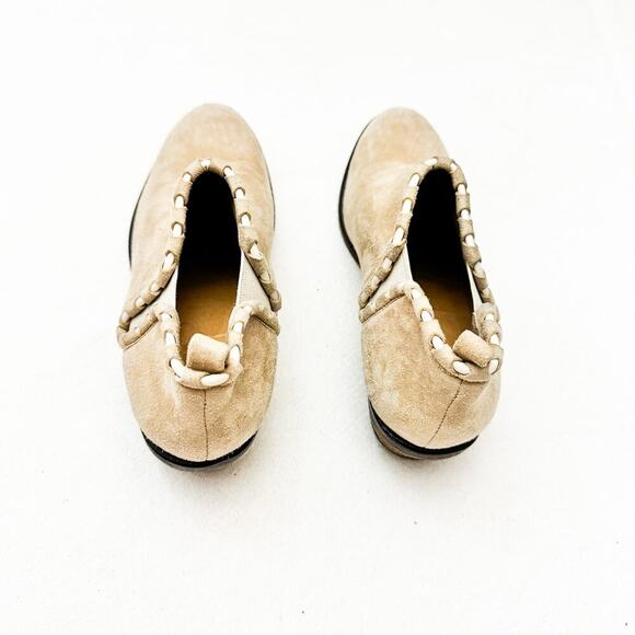 Schutz Cream Suede Cutout Boots Slip On Almond Toe Size 6.5 - Picture 2 of 6